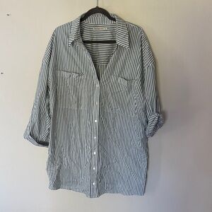Abercrombie & Fitch green  and White Striped Casual Shirt Dress